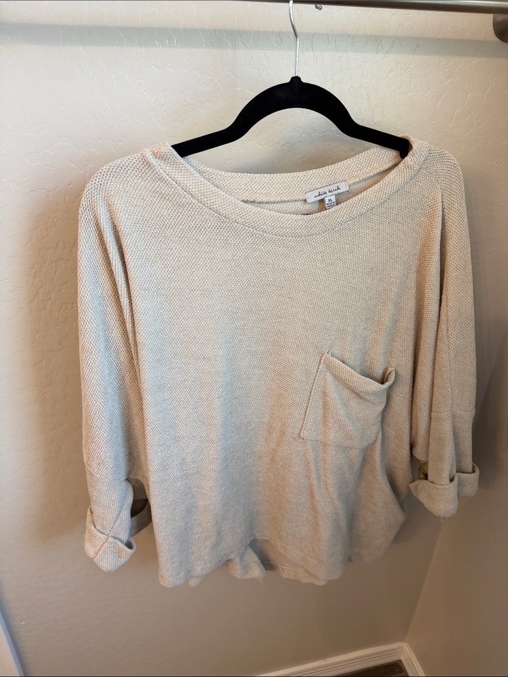 Cream Lightweight Pocket Knit Top